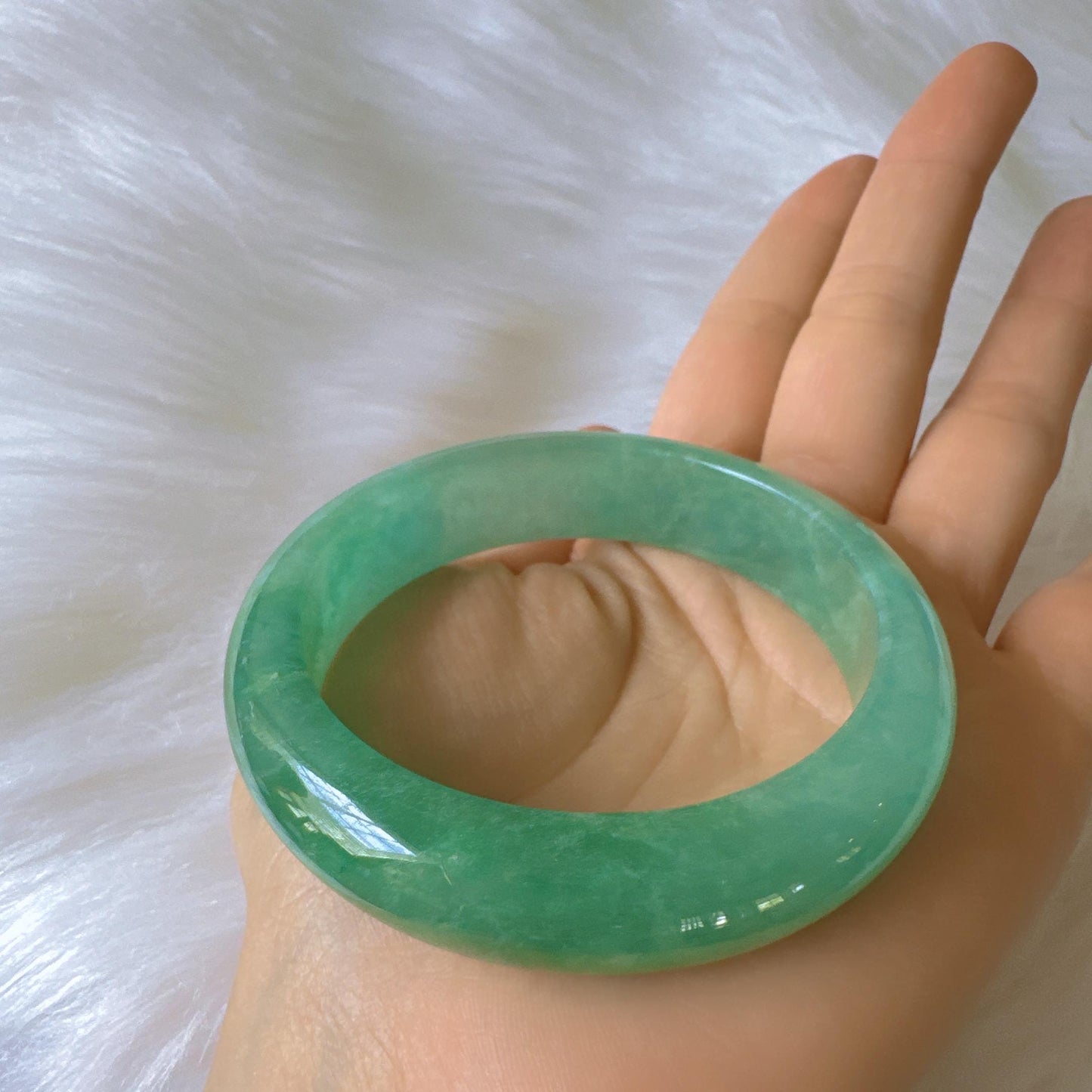 Earthveil - Spinach Green Wide Burma Jade Bangle Bracelet