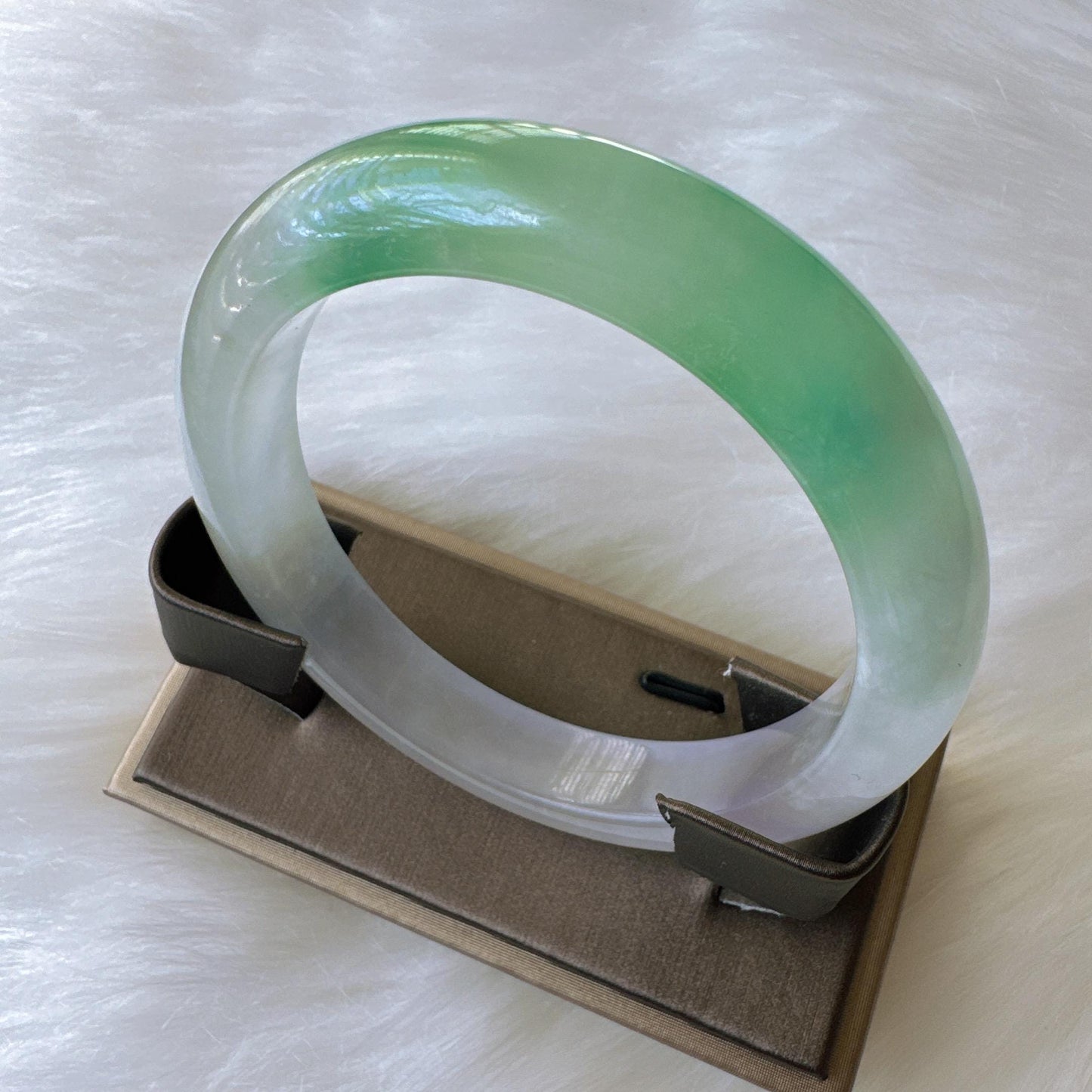 Earthveil - Bright Green with Soft Purple Burma Jade Bangle