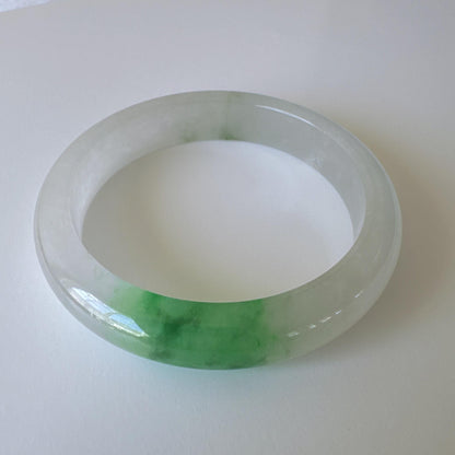 Earthveil - Green and White Jade Jadeite Bangle