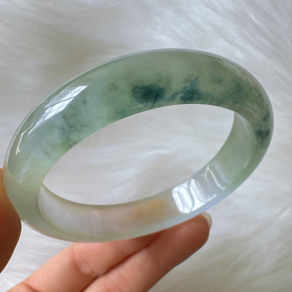 Earthveil - Translucent Green Burma Jadeite Bangle Bracelet