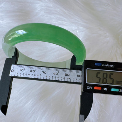 Earthveil - Bright Green and White Burma Jade Bangle Bracelet
