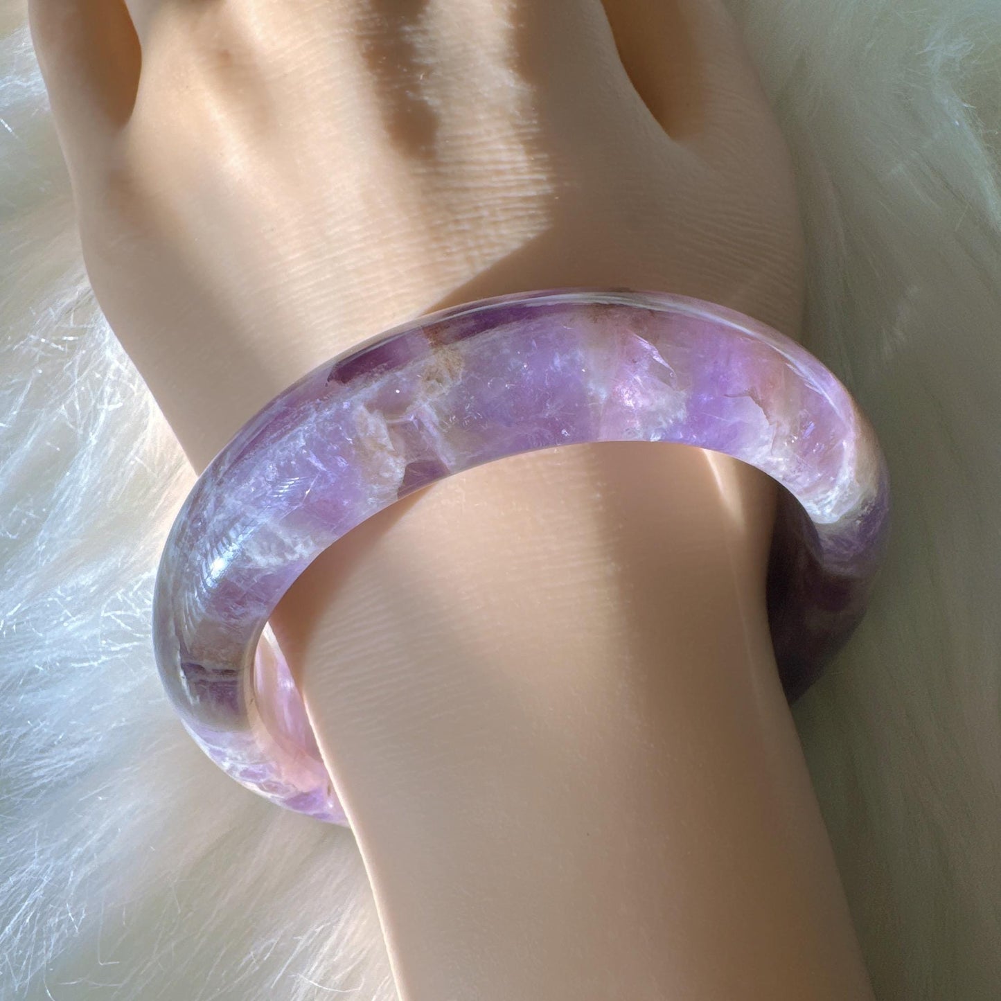 Dreamveil – Natural Amethyst Gemstone Bangle, Purple Crystal Quartz Gemstone Bangle