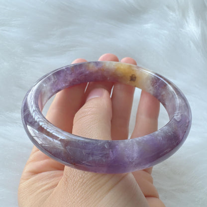 Dreamveil – Purple Crystal Quartz Gemstone Bangle, Amethyst Gemstone Bangle