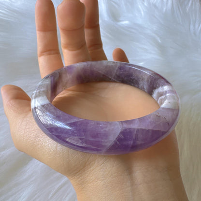 Dreamveil – Lavender Amethyst Gemstone Bangle, Purple Crystal Quartz Gemstone Bangle
