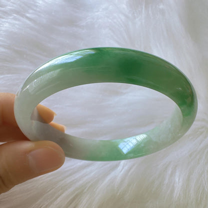 Earthveil – Bright Green Jade Bangle Bracelet, Apple Green Gemstone Jadeite Bangle