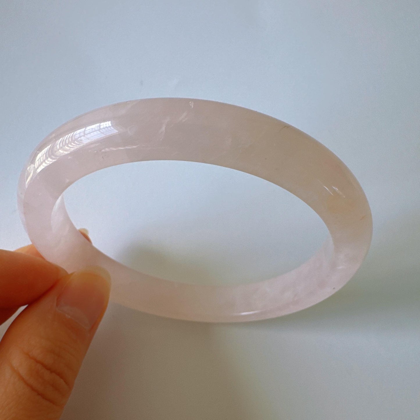 Heartglow - Rose Quartz Bangle, Pink Crystal Quartz Gemstone Bangle
