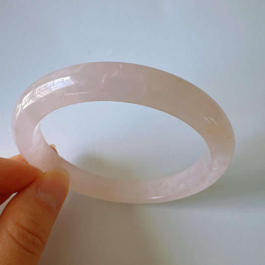 Heartglow - Rose Quartz Bangle, Pink Crystal Quartz Gemstone Bangle