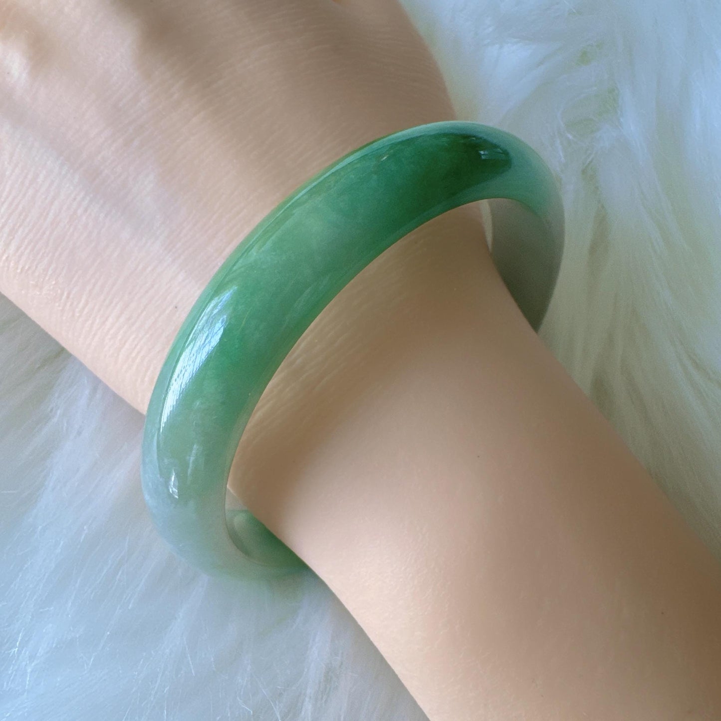 Earthveil – Bright Green Jade Bangle Bracelet, Apple Green Gemstone Jadeite Bangle
