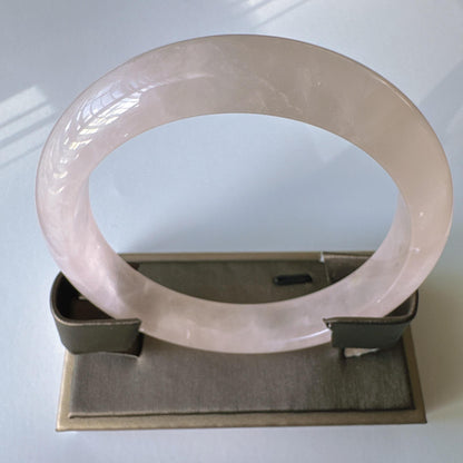 Heartglow - Gentle Soul Rose Quartz Bangle, Pink Crystal Quartz Gemstone Bangle