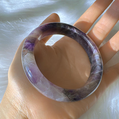 Dreamveil – Natural Amethyst Gemstone Bangle, Purple Crystal Quartz Gemstone Bangle