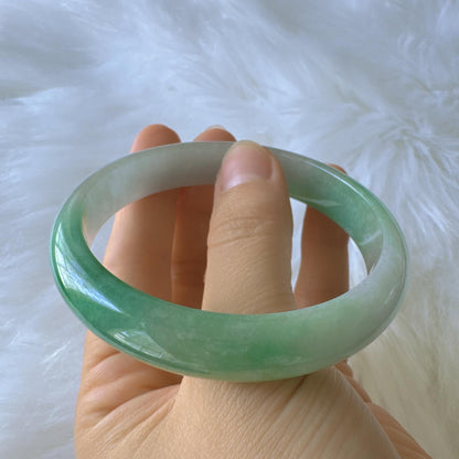 Earthveil – Bright Green Jade Bangle Bracelet, Apple Green Gemstone Jadeite Bangle