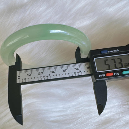 Earthveil - Round Shaped Apple Green and White Burma Jade Jadeite Bangle Bracelet