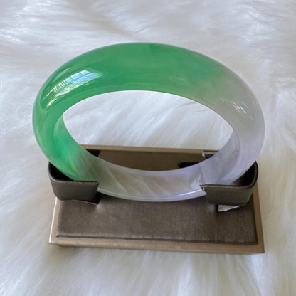 Earthveil - Lavender Green Burma Jade Bangle Bracelet