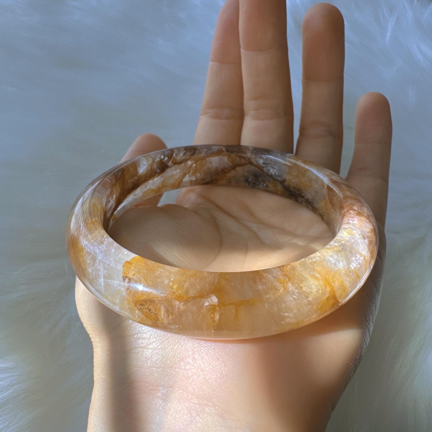 Golden Bloom – Honey Light Gemstone Bracelet, Yellow Hematoid Quartz Gemstone Bangle Bracelet