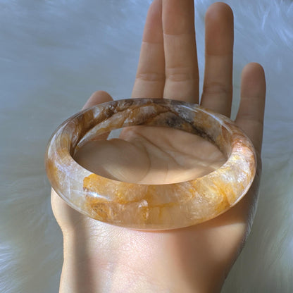 Golden Bloom – Honey Light Gemstone Bracelet, Yellow Hematoid Quartz Gemstone Bangle Bracelet