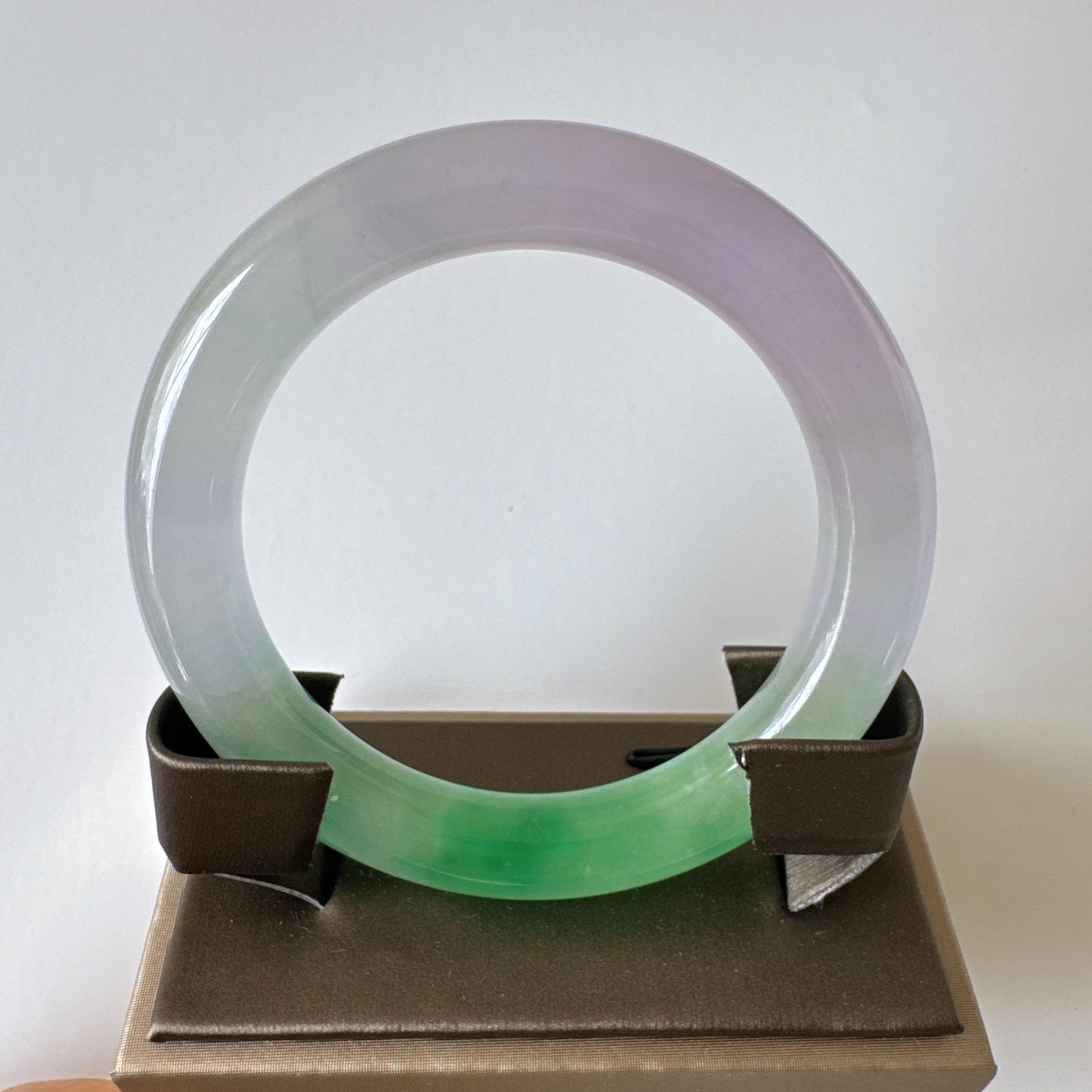 Earthveil - Round Shaped Purple and Green Burma Jade Bangle Bracelet