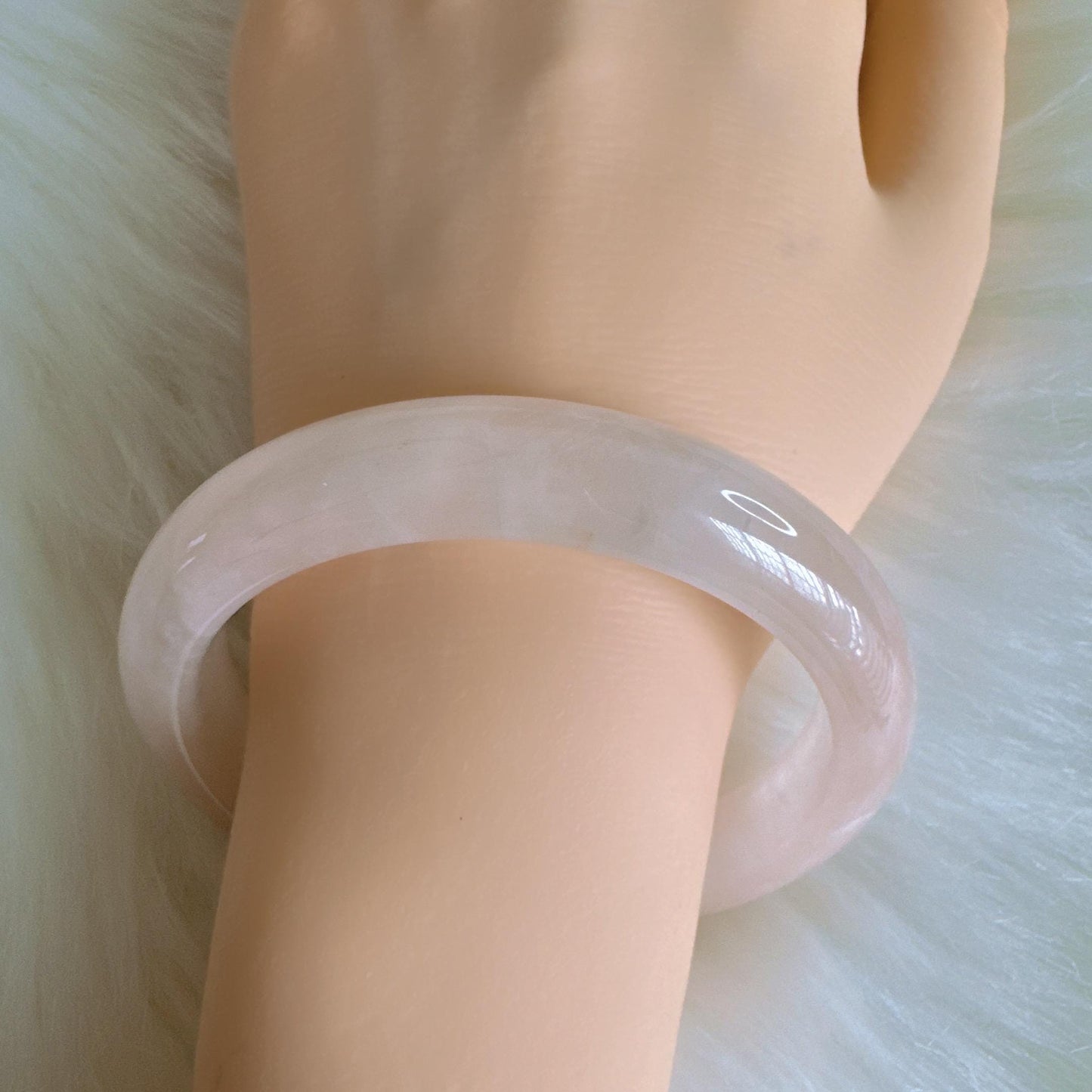 Heartglow - Serenity Rose Quartz Bangle, Pink Crystal Quartz Gemstone Bangle