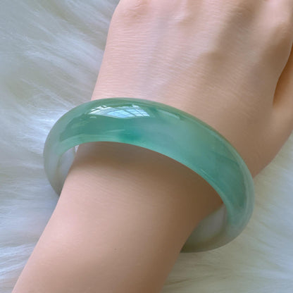 Earthveil - Olive Green Wide Burma Jade Jadeite Bangle Bracelet