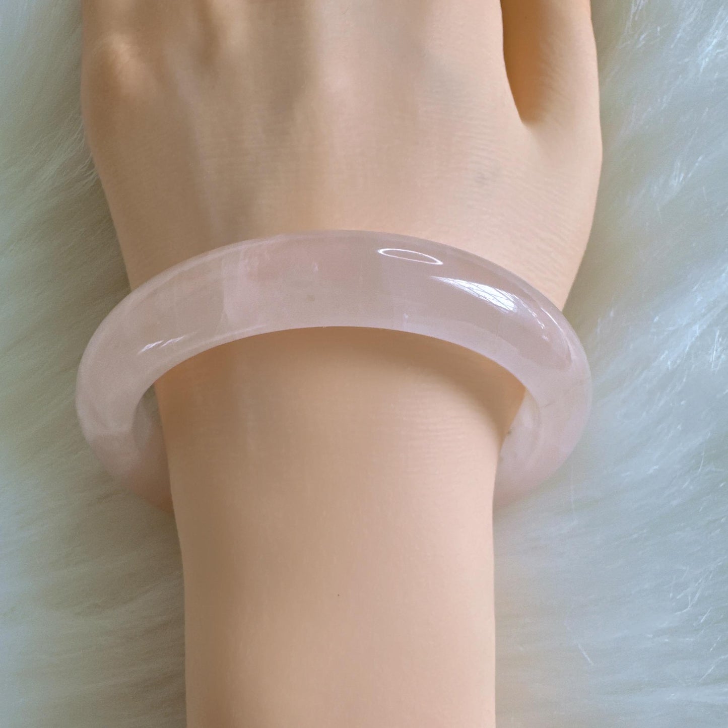 Heartglow - Love Rose Quartz Bangle, Pink Crystal Quartz Gemstone Bangle