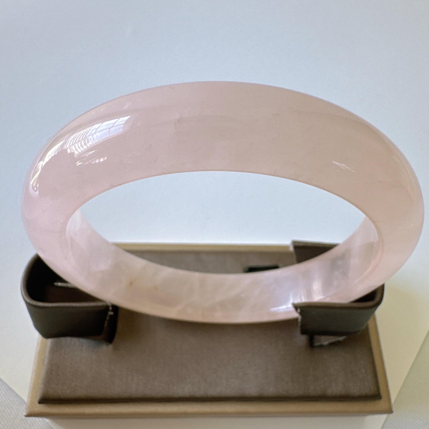 Heartglow - Polished Rose Quartz Bangle, Pink Crystal Quartz Gemstone Bangle