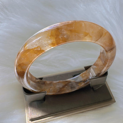 Golden Bloom – Honey Light Gemstone Bracelet, Yellow Hematoid Quartz Gemstone Bangle Bracelet