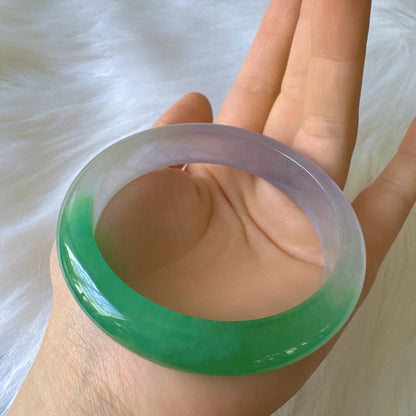 Earthveil - Lavender Green Burma Jade Bangle Bracelet