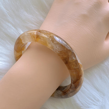 Golden Bloom – Honey Light Gemstone Bracelet, Yellow Hematoid Quartz Gemstone Bangle Bracelet