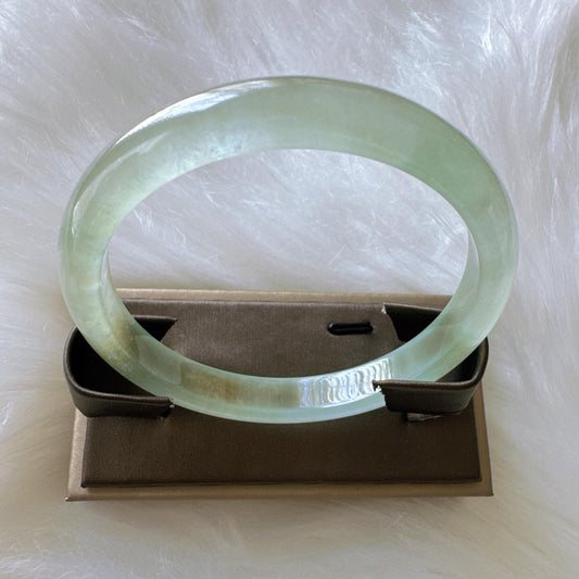 Earthveil - Apple Green Slim Jade Bangle Bracelet, Jadeite Gemstone Bangle
