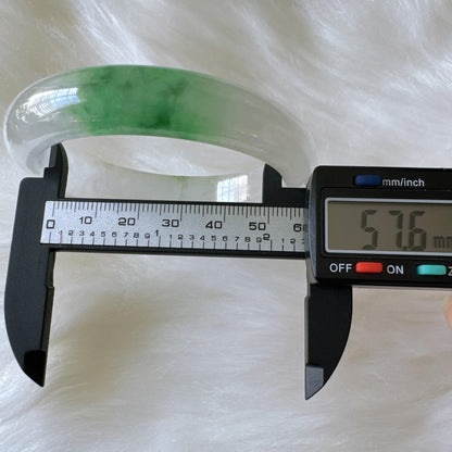 Earthveil - Green and White Jade Jadeite Bangle