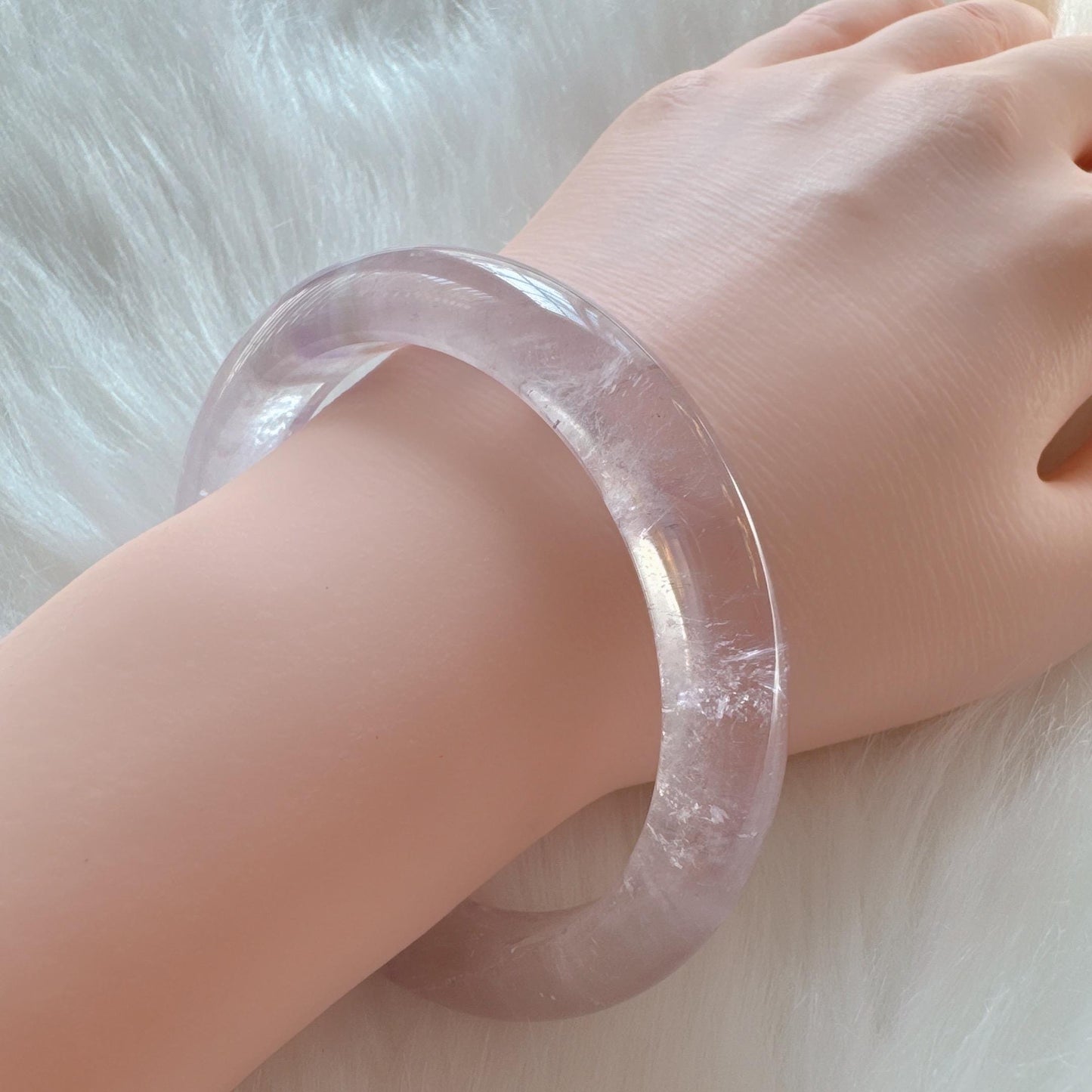 Dreamveil – Calm Spirit Amethyst Bangle Bracelet, Light Purple Amethyst Bracelet, Lavender Quartz Bangle