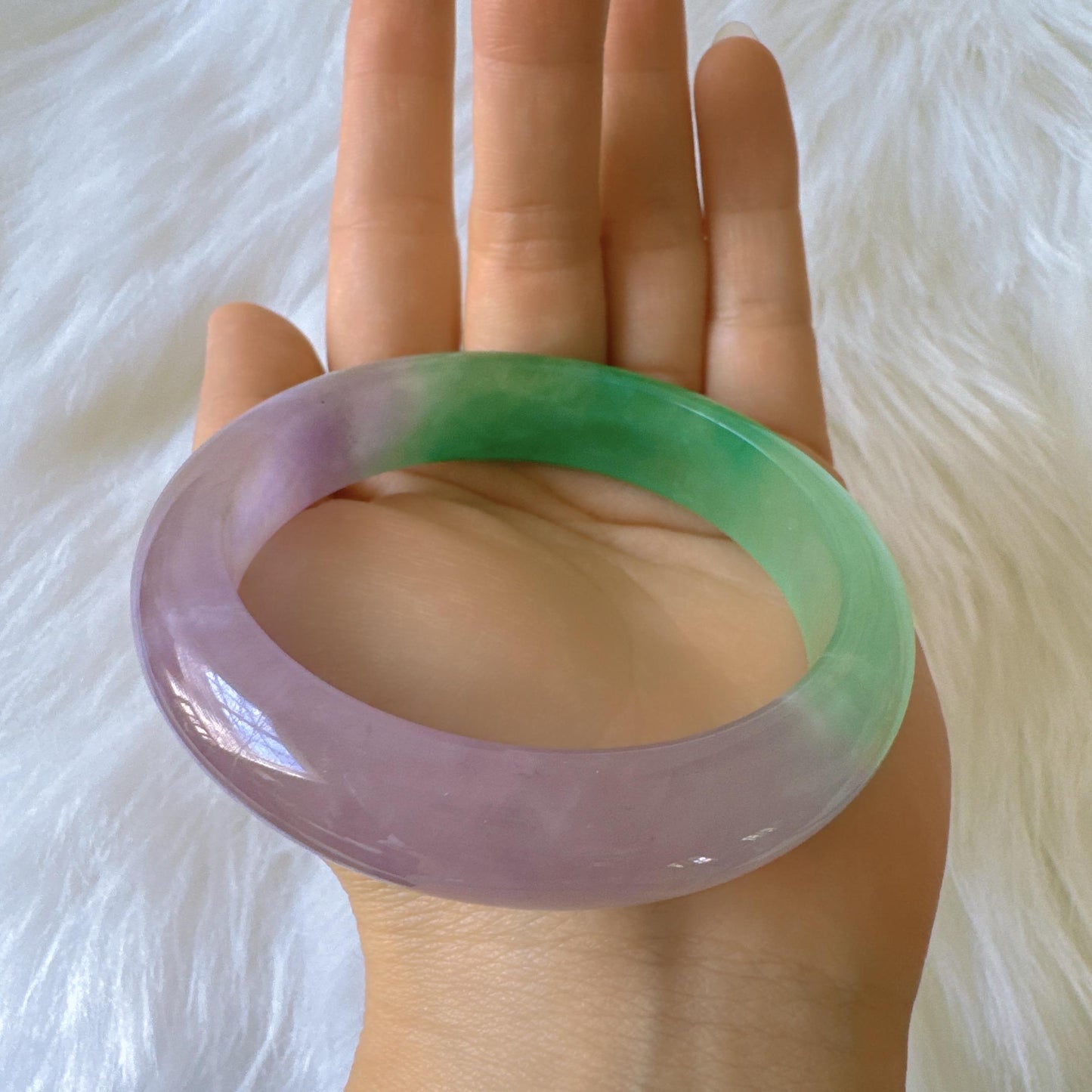 Earthveil - Purple and Green Wide Burma Jade Bangle Bracelet