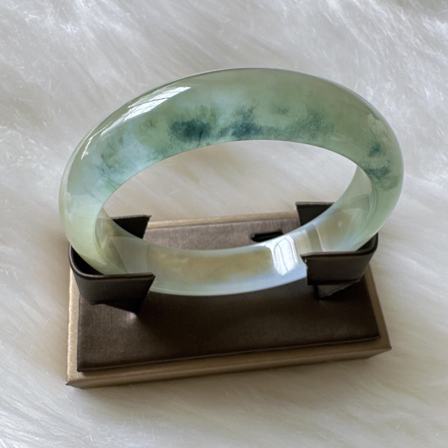 Earthveil - Translucent Green Burma Jadeite Bangle Bracelet