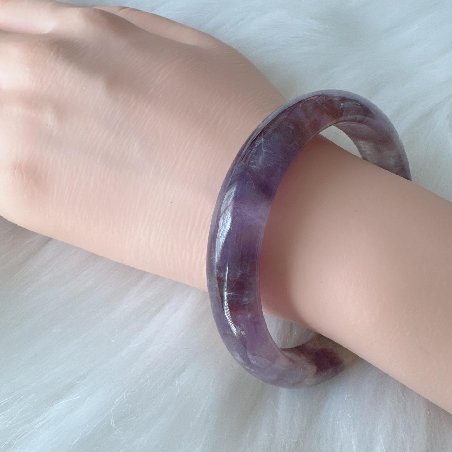 Dreamveil – Purple Crystal Quartz Gemstone Bangle, Amethyst Gemstone Bangle