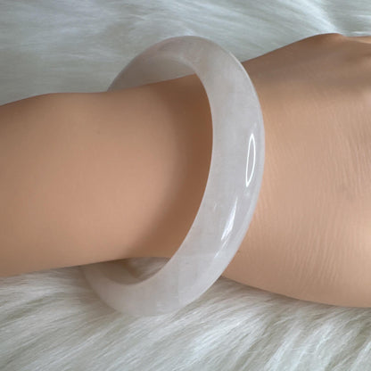 Purelight - White Phantom Quartz Gemstone Bangle, Ghost Quartz White Crystal Bangle