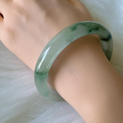 Earthveil - Dark Green Unique Design Burma Jade Bangle Jadeite Bracelet
