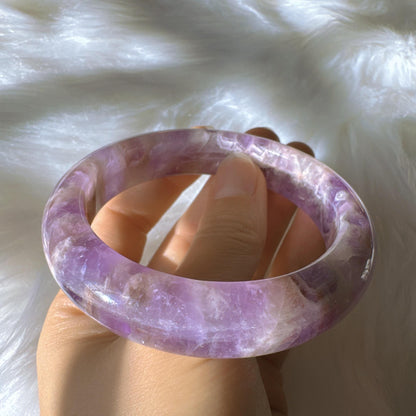 Dreamveil – Natural Amethyst Gemstone Bangle, Purple Crystal Quartz Gemstone Bangle