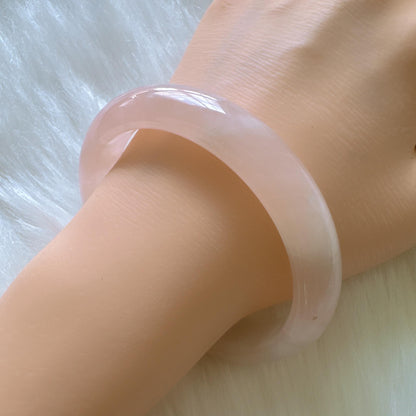 Heartglow - Calm Heart Rose Quartz Bangle, Pink Crystal Quartz Gemstone Bangle