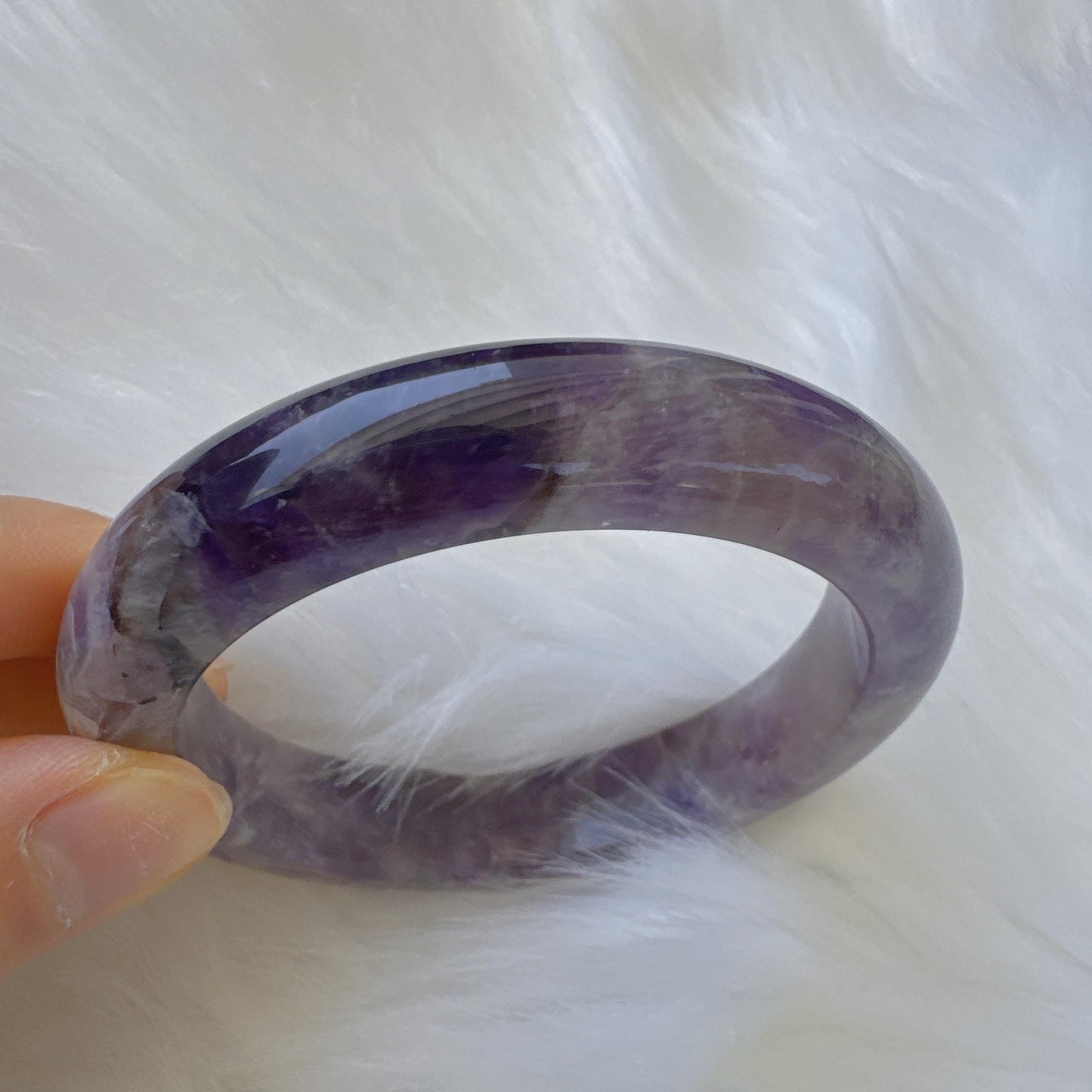 Dreamveil – Violet Aura Amethyst Gemstone Bangle, Purple Crystal Quartz Gemstone Bangle