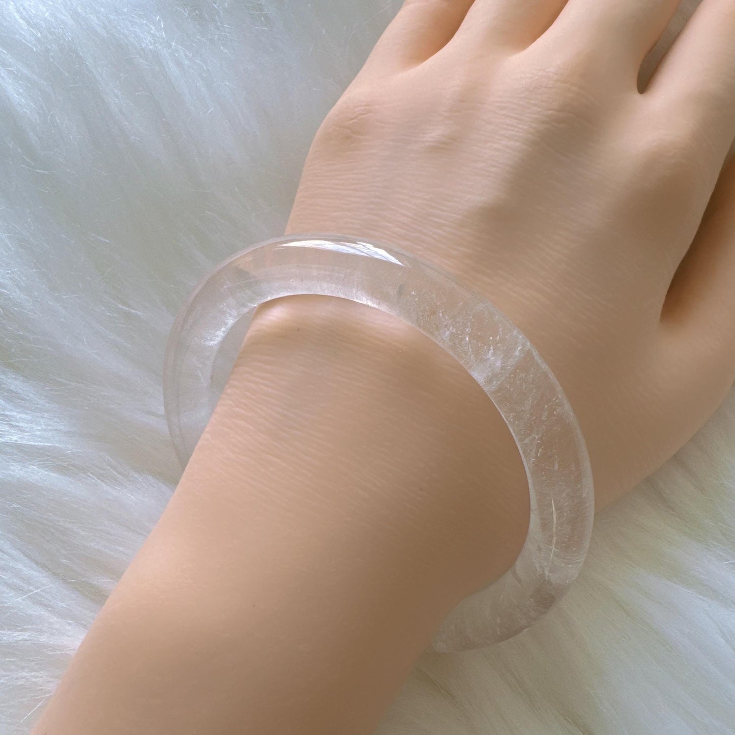 Purelight - – High Clarity White Phantom Quartz Bangle, Ghost Quartz White Crystal Bangle