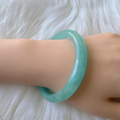 Earthveil - Bluish Green Burma Jade Jadeite Bangle Bracelet
