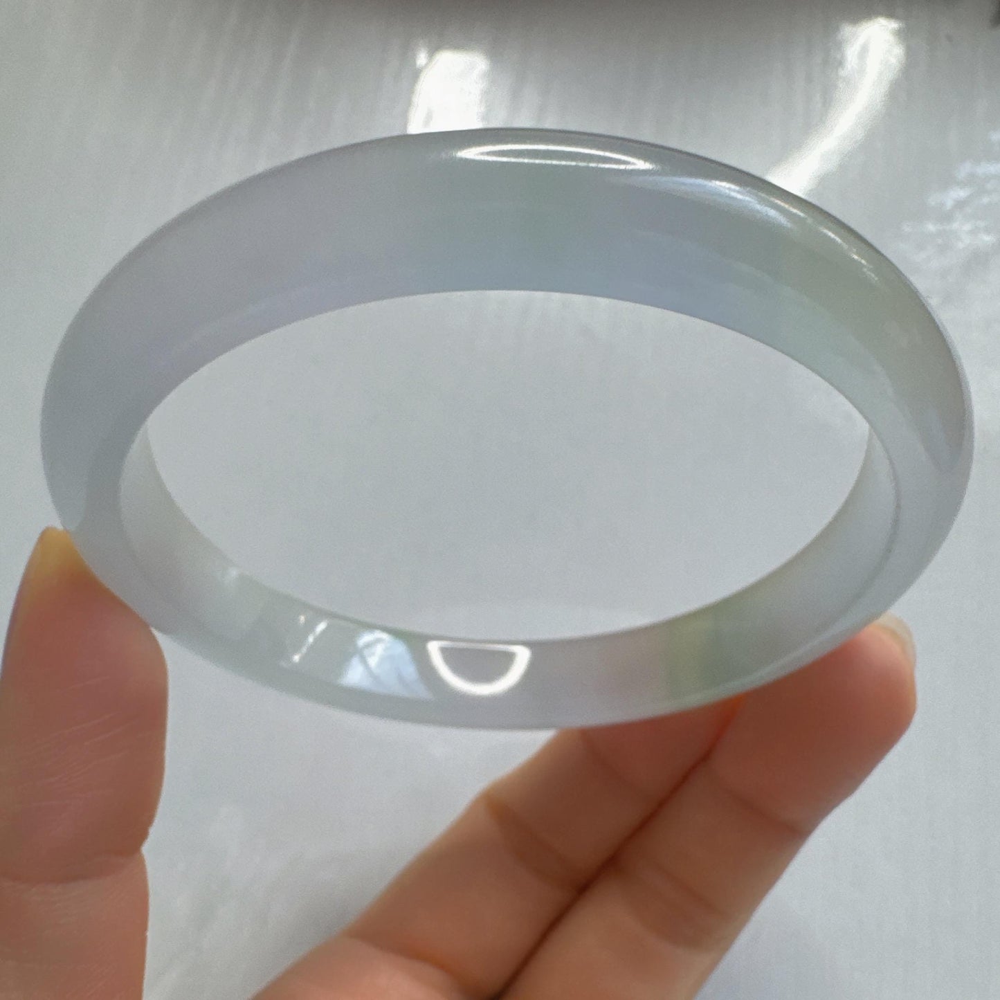 Earthveil - Icy Jade Bangle Bracelet, Burma Jade Bangle Gemstone Bracelet