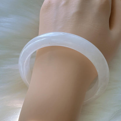 Purelight - Moonlight White Phantom Quartz Gemstone Bangle, Ghost Quartz White Crystal Bangle