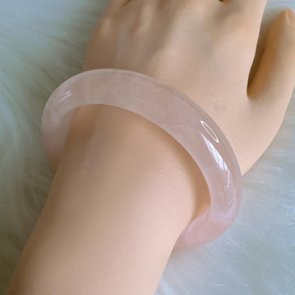 Heartglow - Aura Rose Quartz Bangle, Pink Crystal Quartz Gemstone Bangle