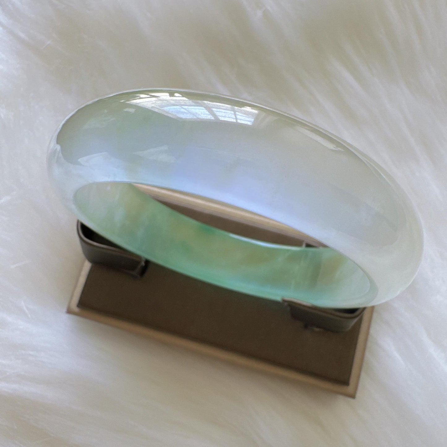 Earthveil - Olive Green Wide Burma Jade Jadeite Bangle Bracelet