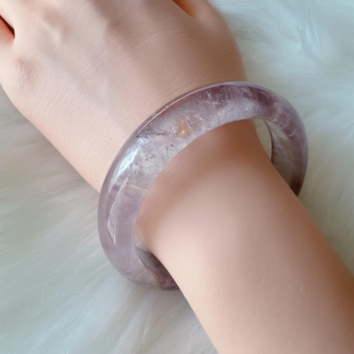 Dreamveil – Light Purple Amethyst Bangle Bracelet, Light Purple Amethyst Bracelet, Lavender Quartz Bangle