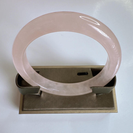 Heartglow - Love Rose Quartz Bangle, Pink Crystal Quartz Gemstone Bangle