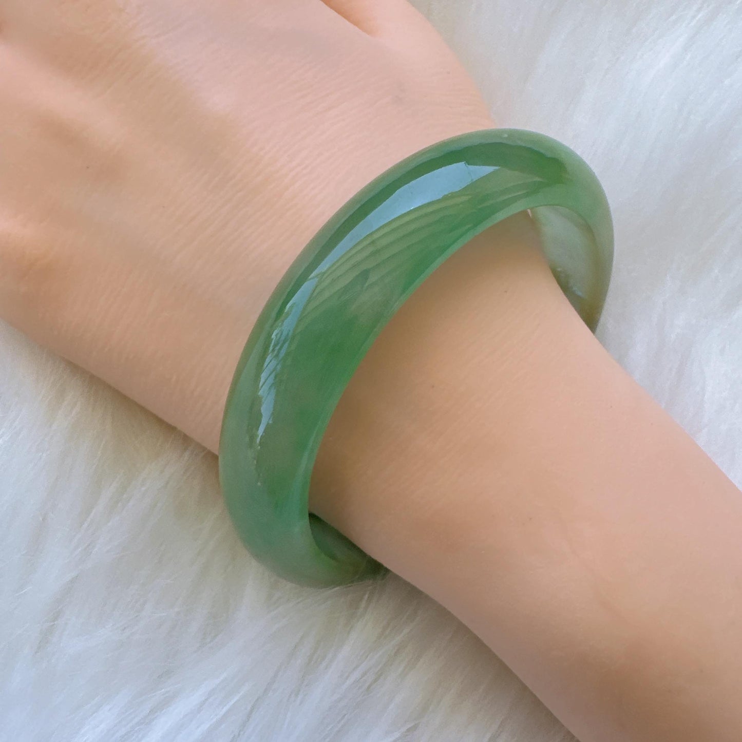 Earthveil - Bright Green Burma Jade Bangle Bracelet, Apple Green Gemstone Jade Bangle