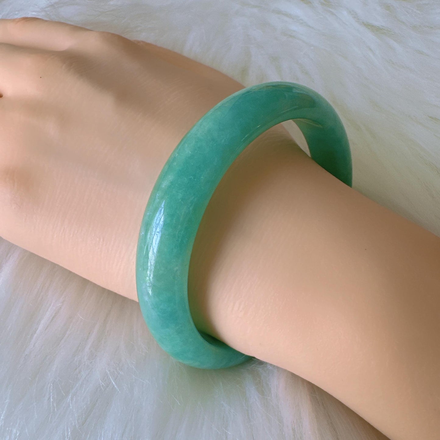Earthveil - Bluish Green Burma Jade Jadeite Bangle Bracelet