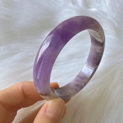 Dreamveil – Lavender Amethyst Gemstone Bangle, Purple Crystal Quartz Gemstone Bangle