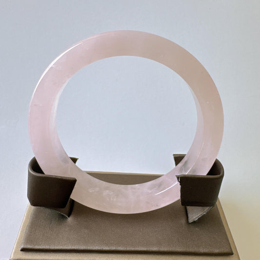 Heartglow - Inner Peace Rose Quartz Bangle, Pink Crystal Quartz Square Shaped Gemstone Bangle